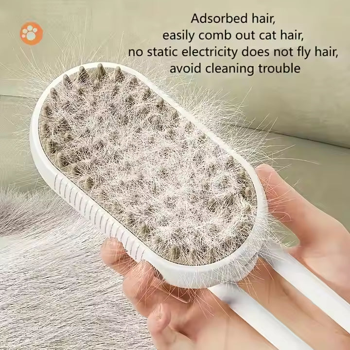 3 in 1 pet steam brush for easily combing cat hair with no static electricity for hassle-free cleaning