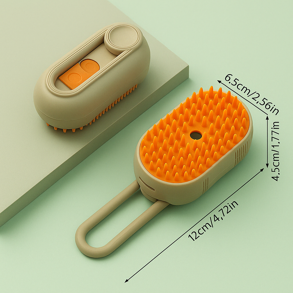 3 in 1 pet steam brush designed for grooming, cleaning, and massaging pets effectively
