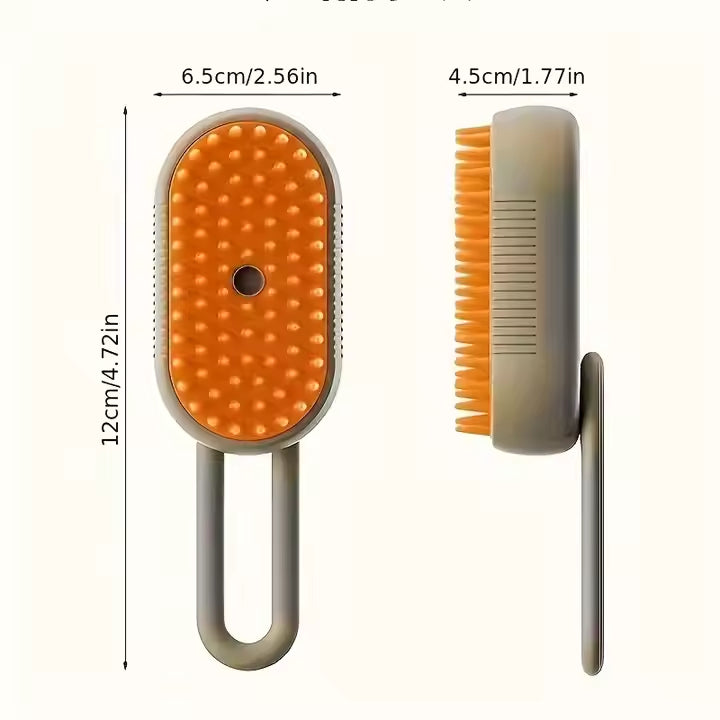 3 in 1 pet steam brush with dual sides for grooming and cleaning pet fur effectively