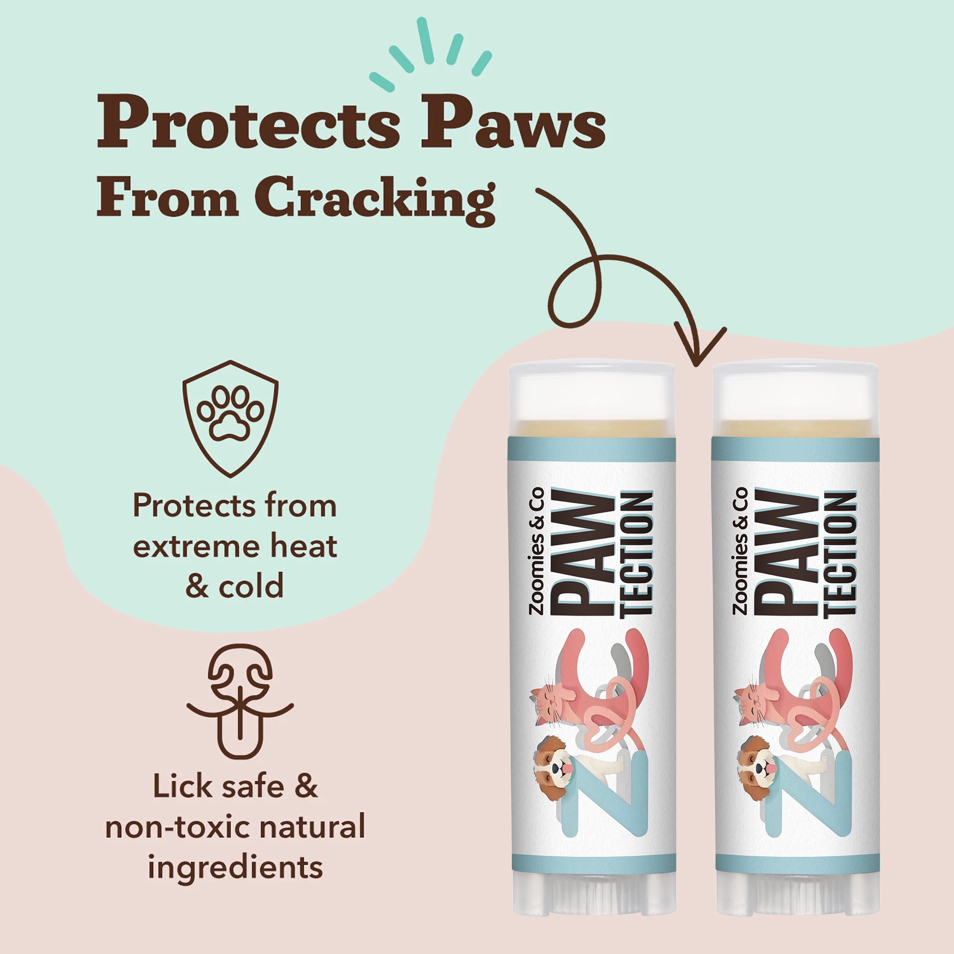 Zoomies & Co Natural Dog Paw Care Balm for protecting paws from cracking in extreme heat and cold